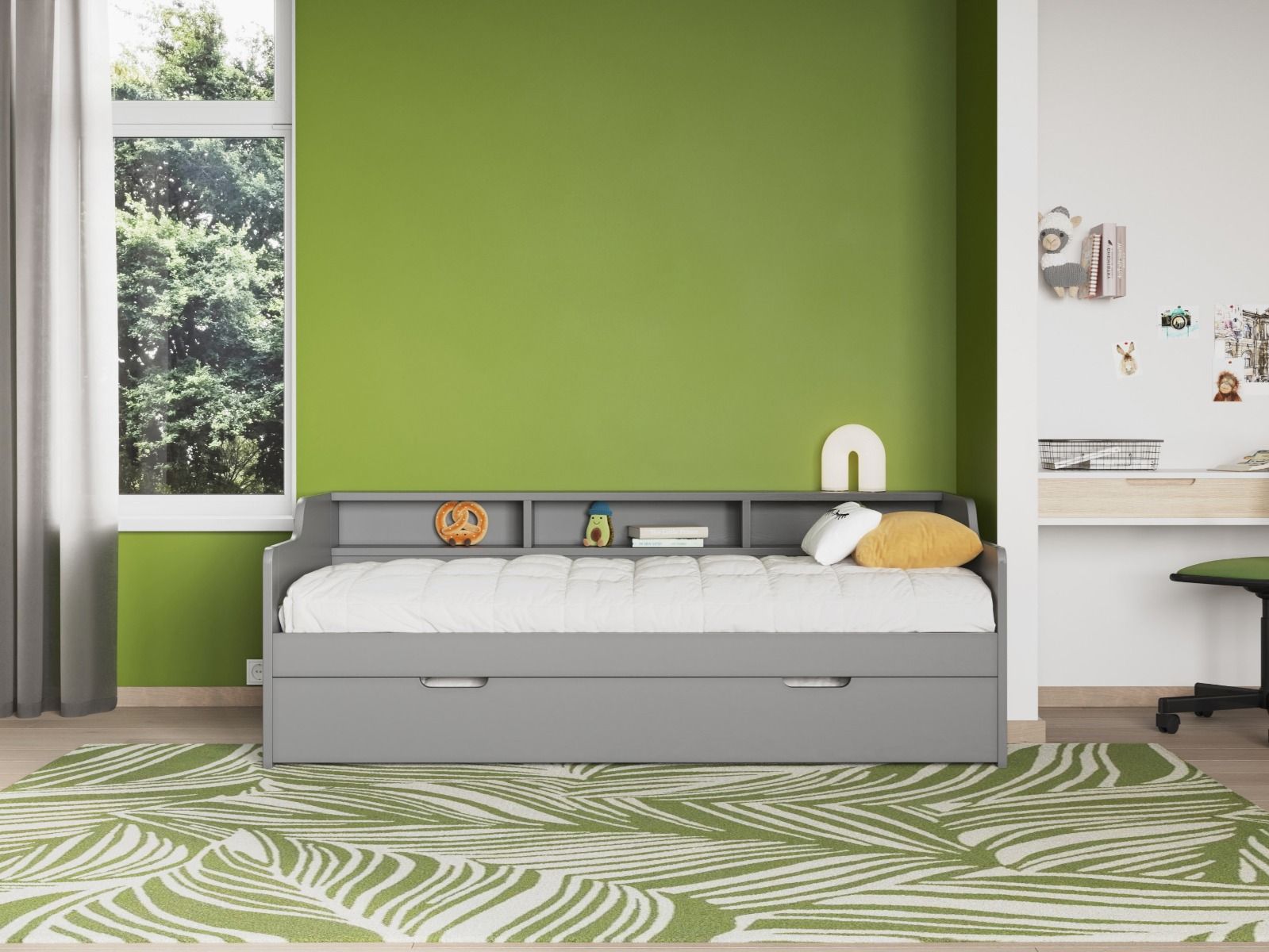 Noomi Enzo Grey Day Bed with Trundle