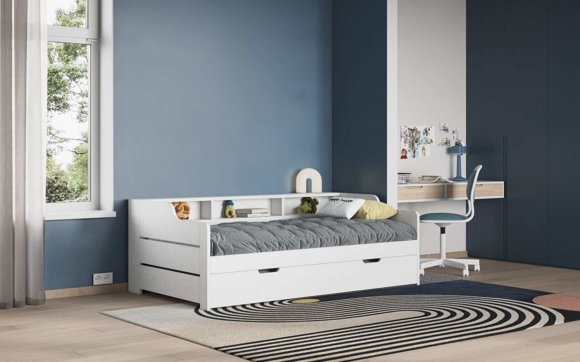 Noomi Enzo White Day Bed with Trundle