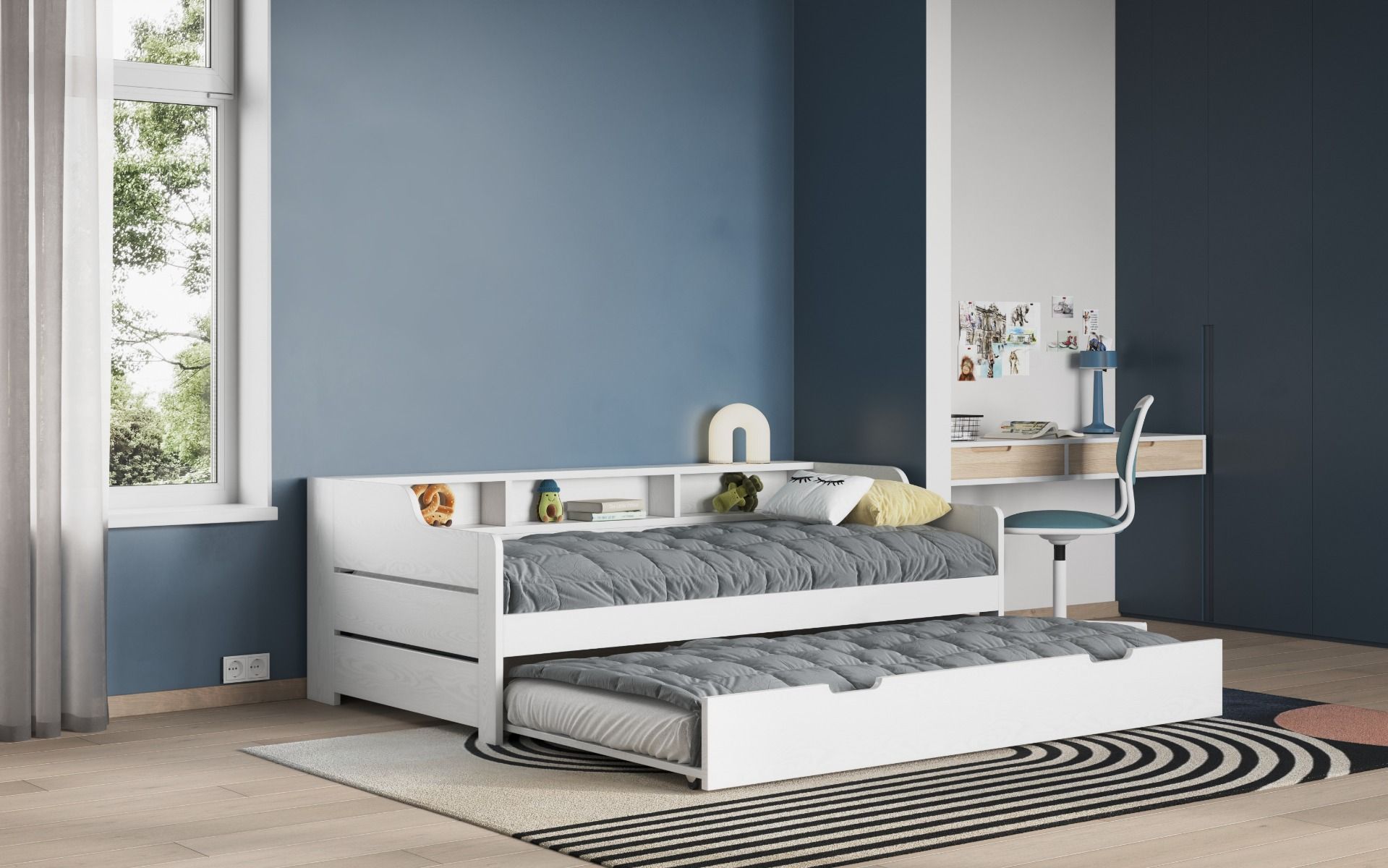 Noomi Enzo White Day Bed with Trundle