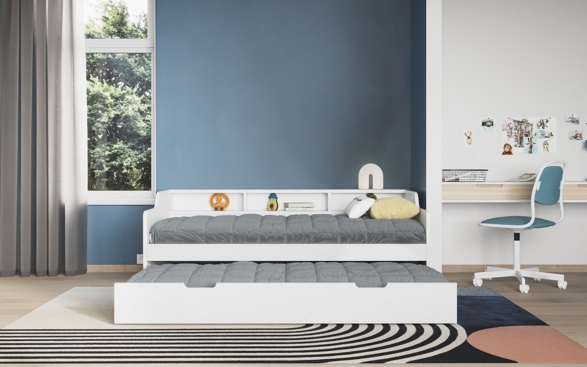 Noomi Enzo White Day Bed with Trundle