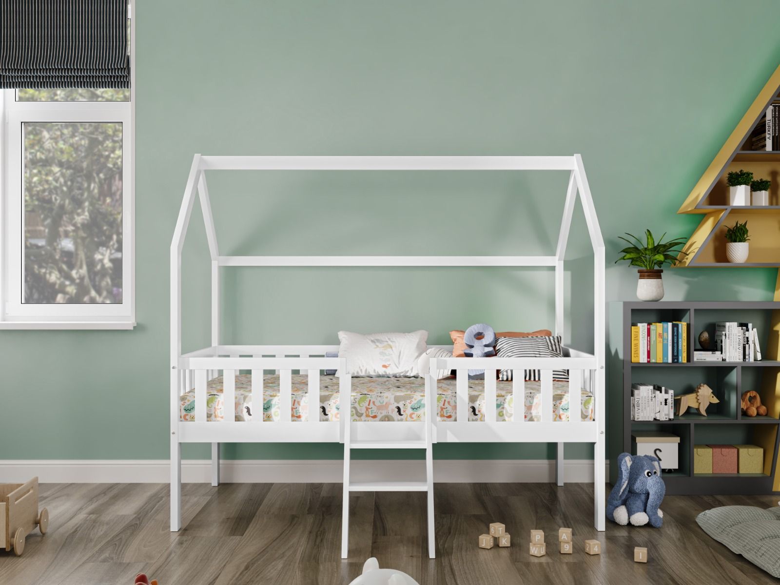 Explorer White Midsleeper Bed with Rails