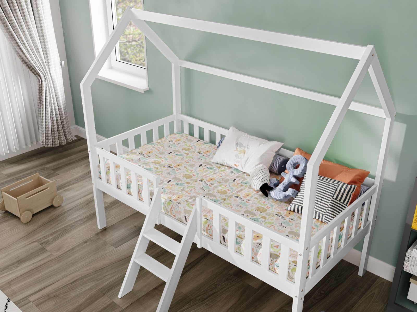 Explorer White Midsleeper Bed with Rails