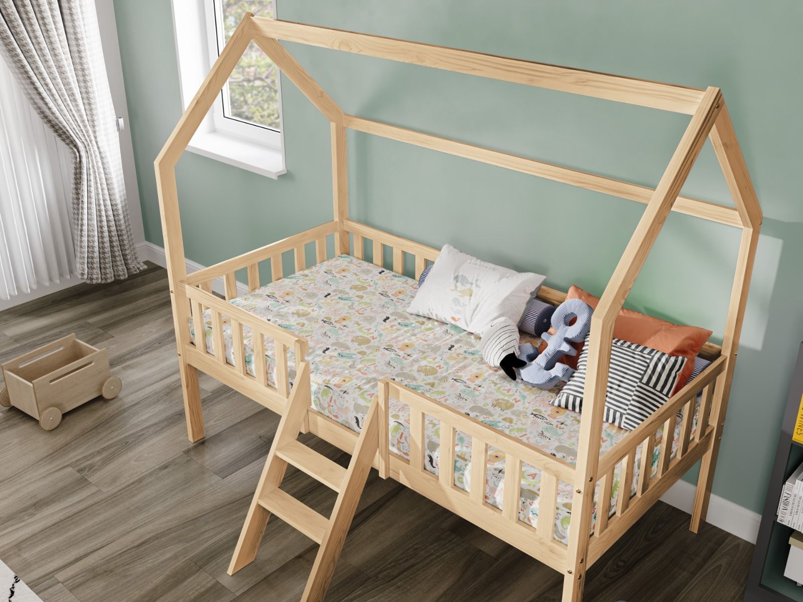 Explorer Pine Midsleeper Bed with Rails