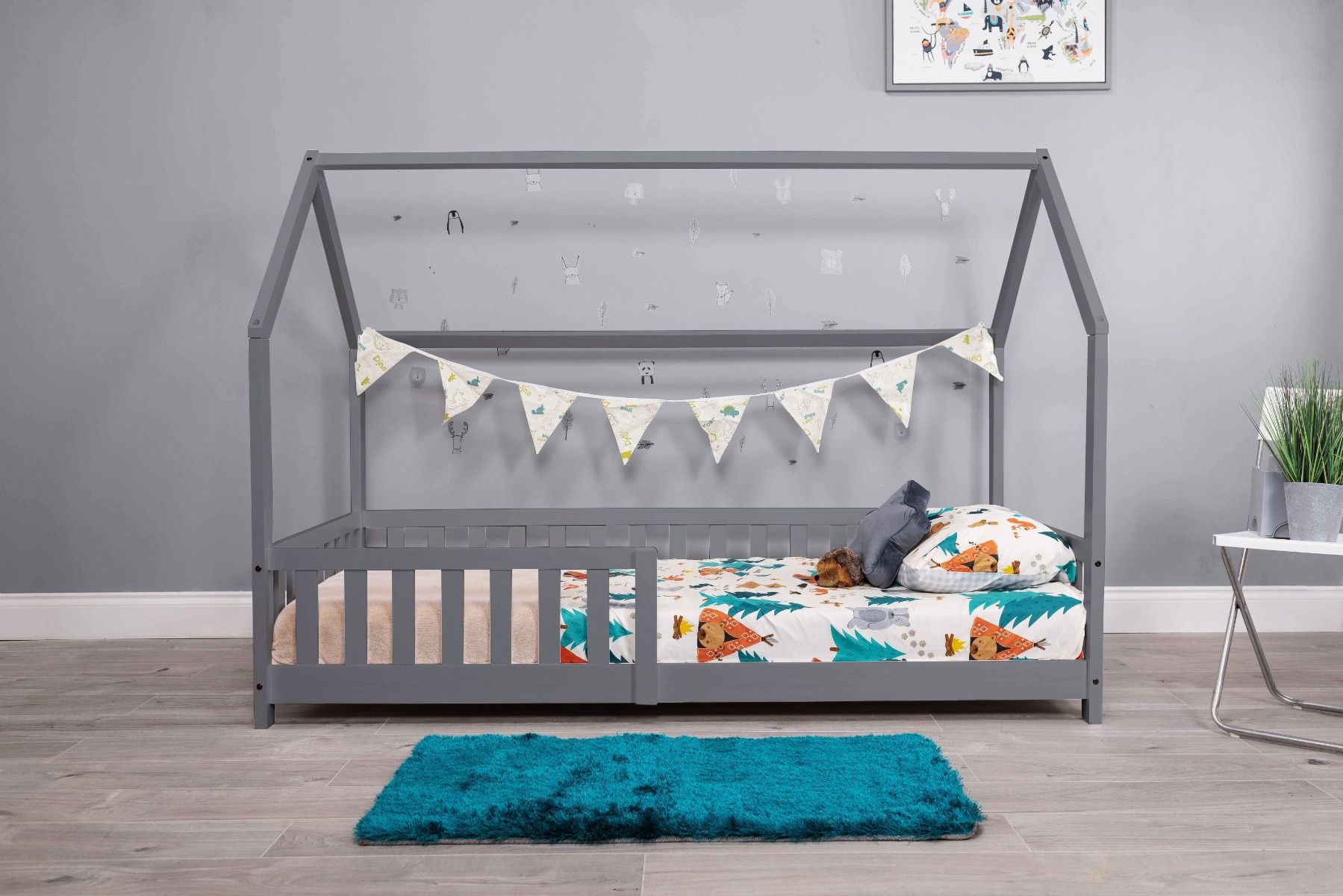 Explorer Grey Playhouse Bed with Rails