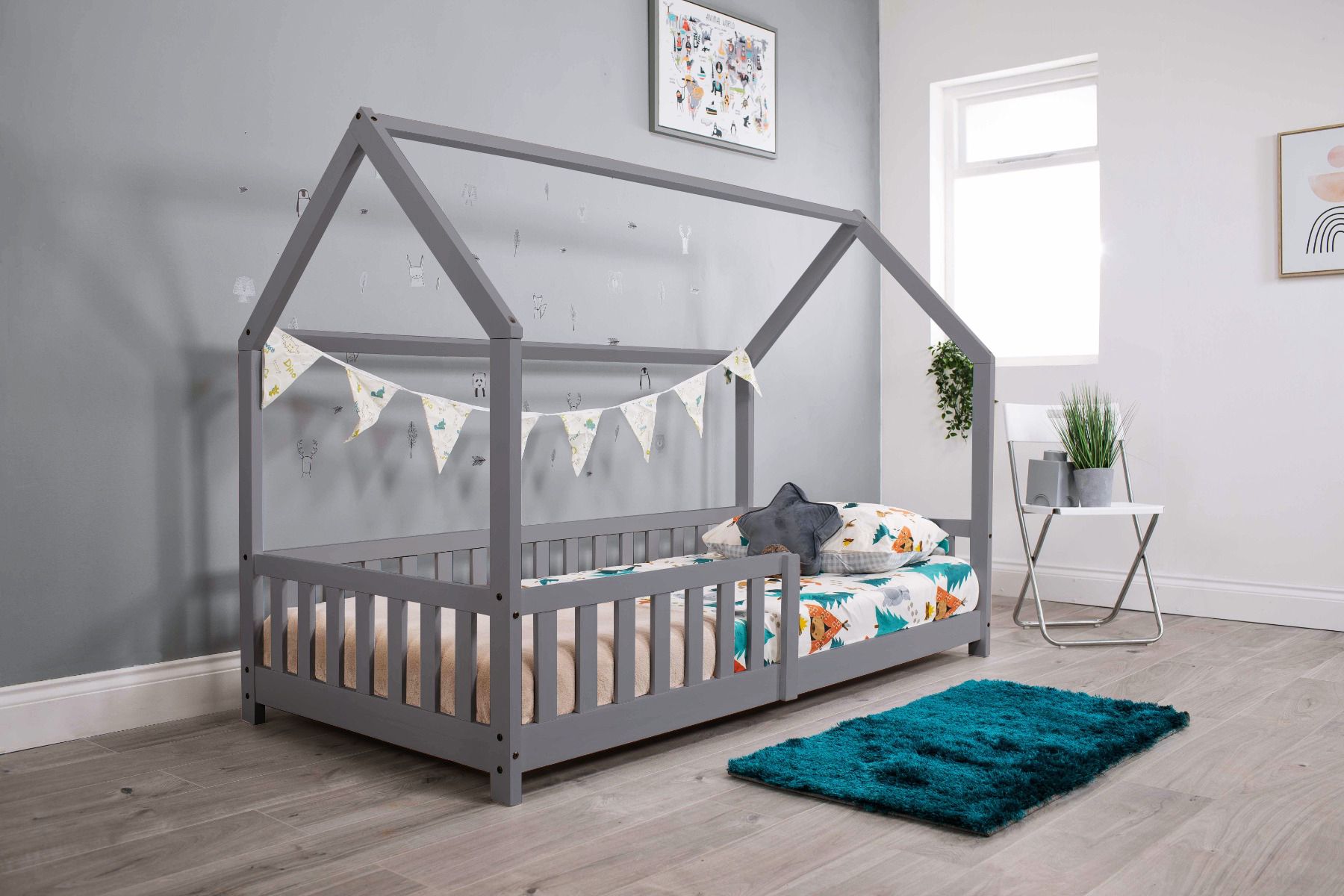 Explorer Grey Playhouse Bed with Rails