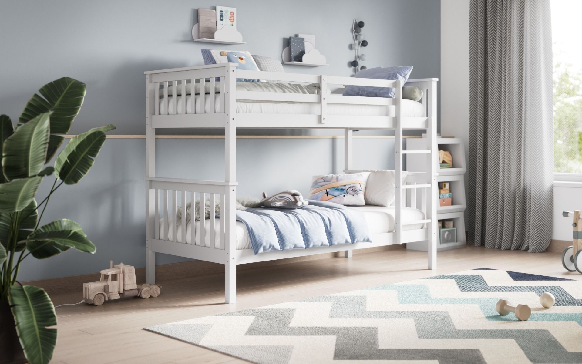 Zoom Wooden White Bunk Bed