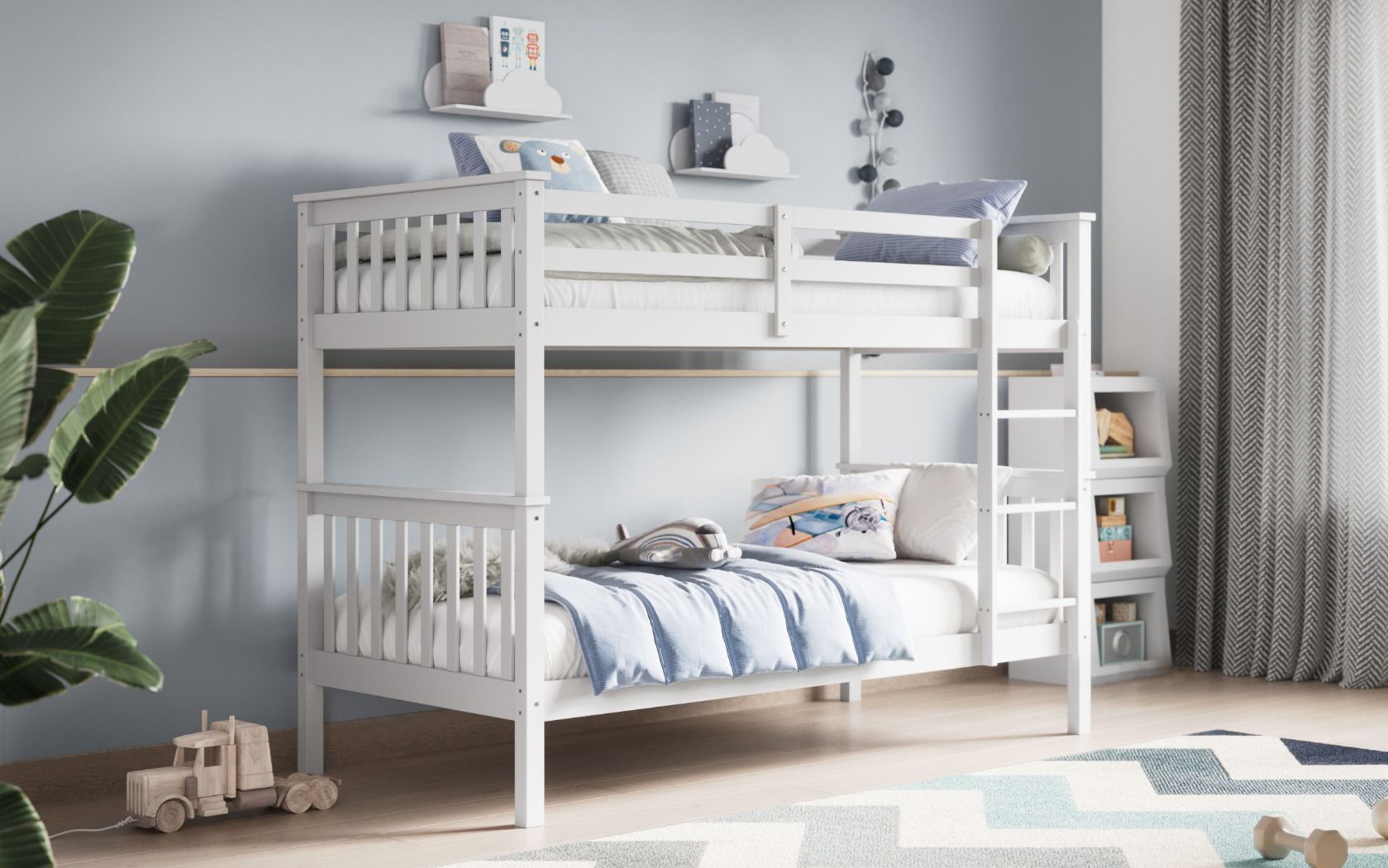 Zoom Wooden White Bunk Bed