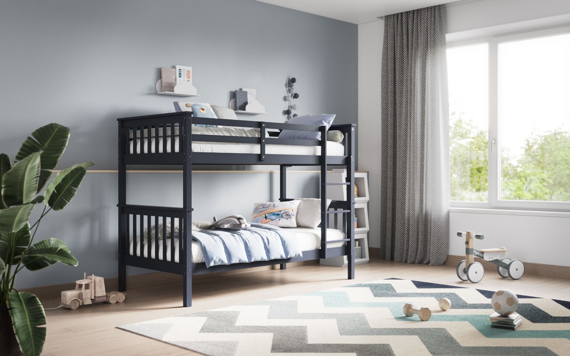 Zoom Wooden Grey Bunk Bed