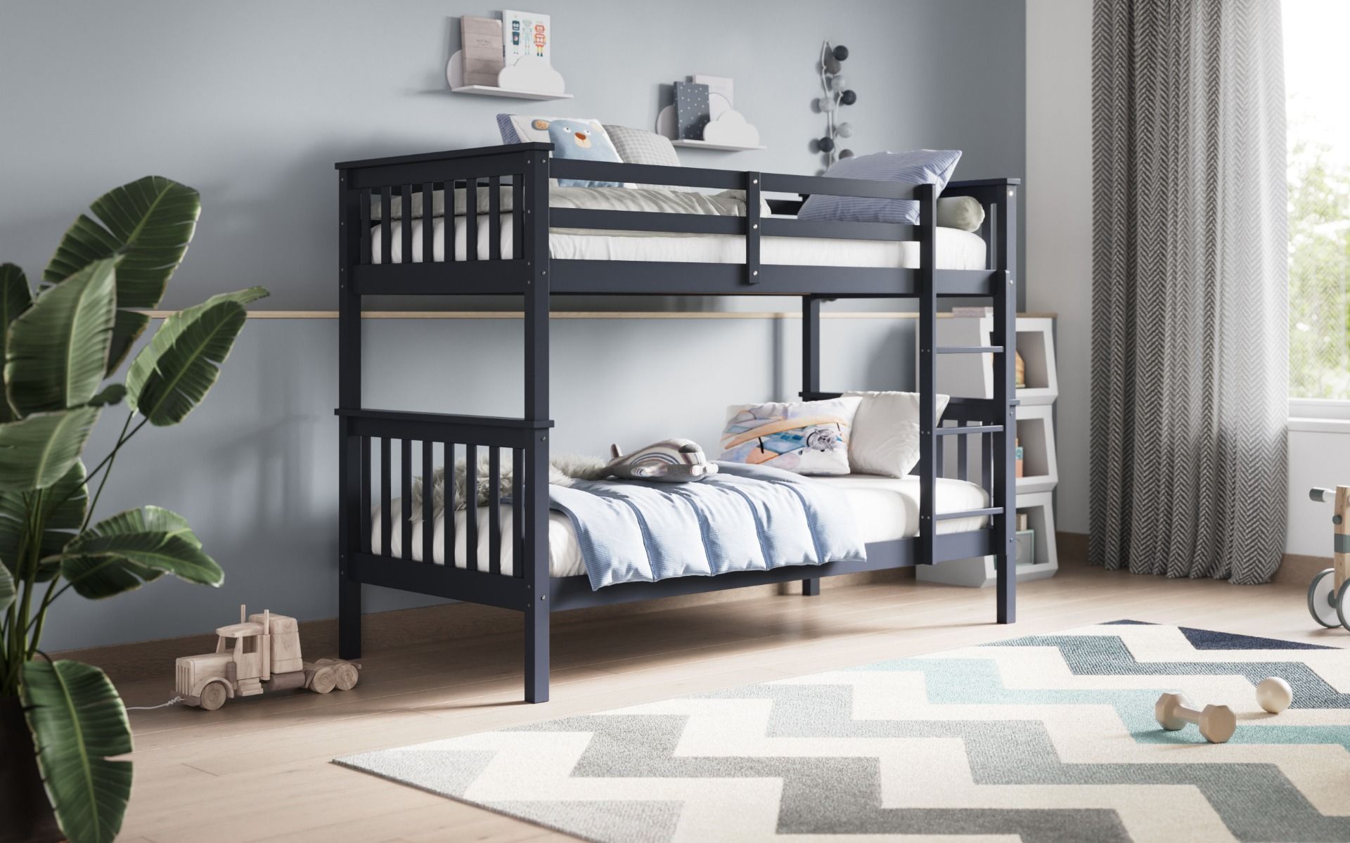 Zoom Wooden Grey Bunk Bed