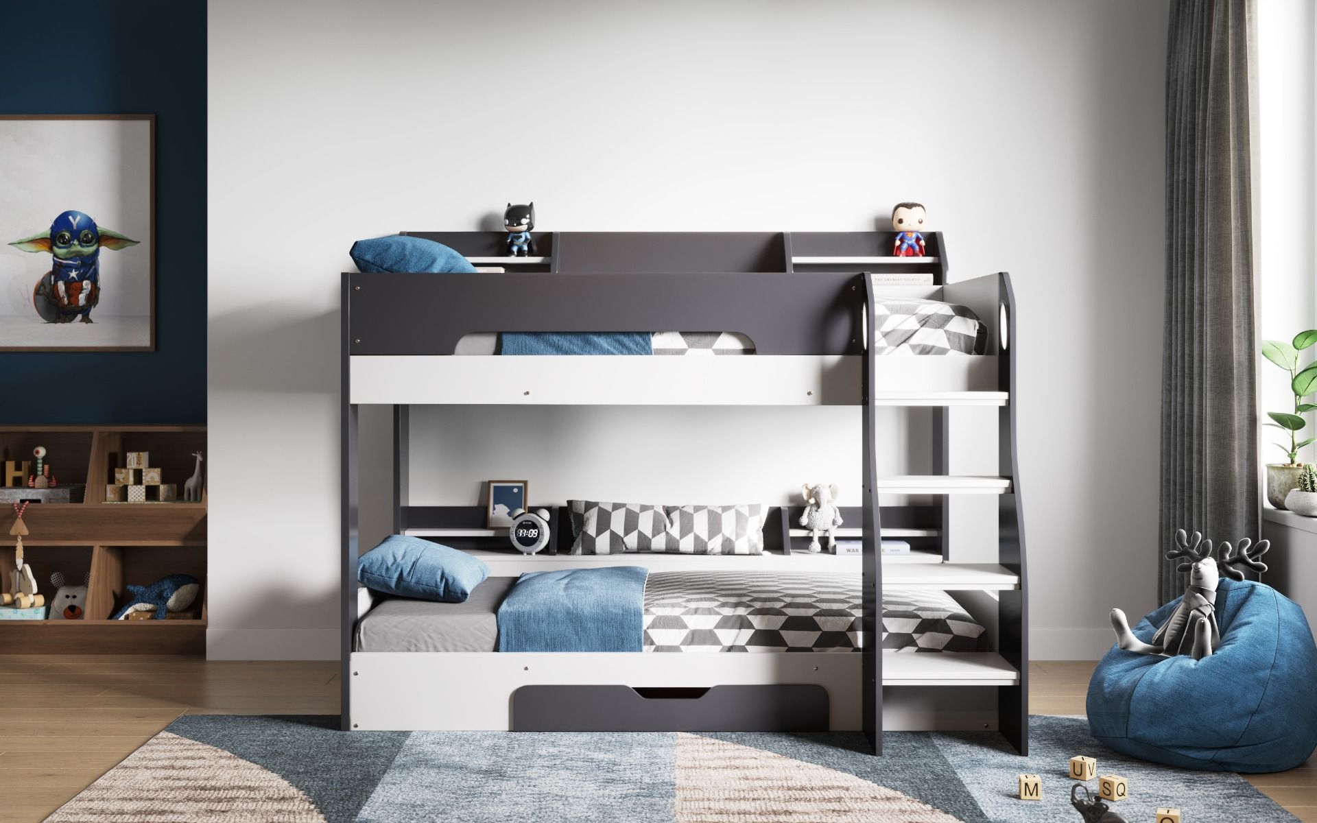 Flick Grey Bunk Bed with Storage