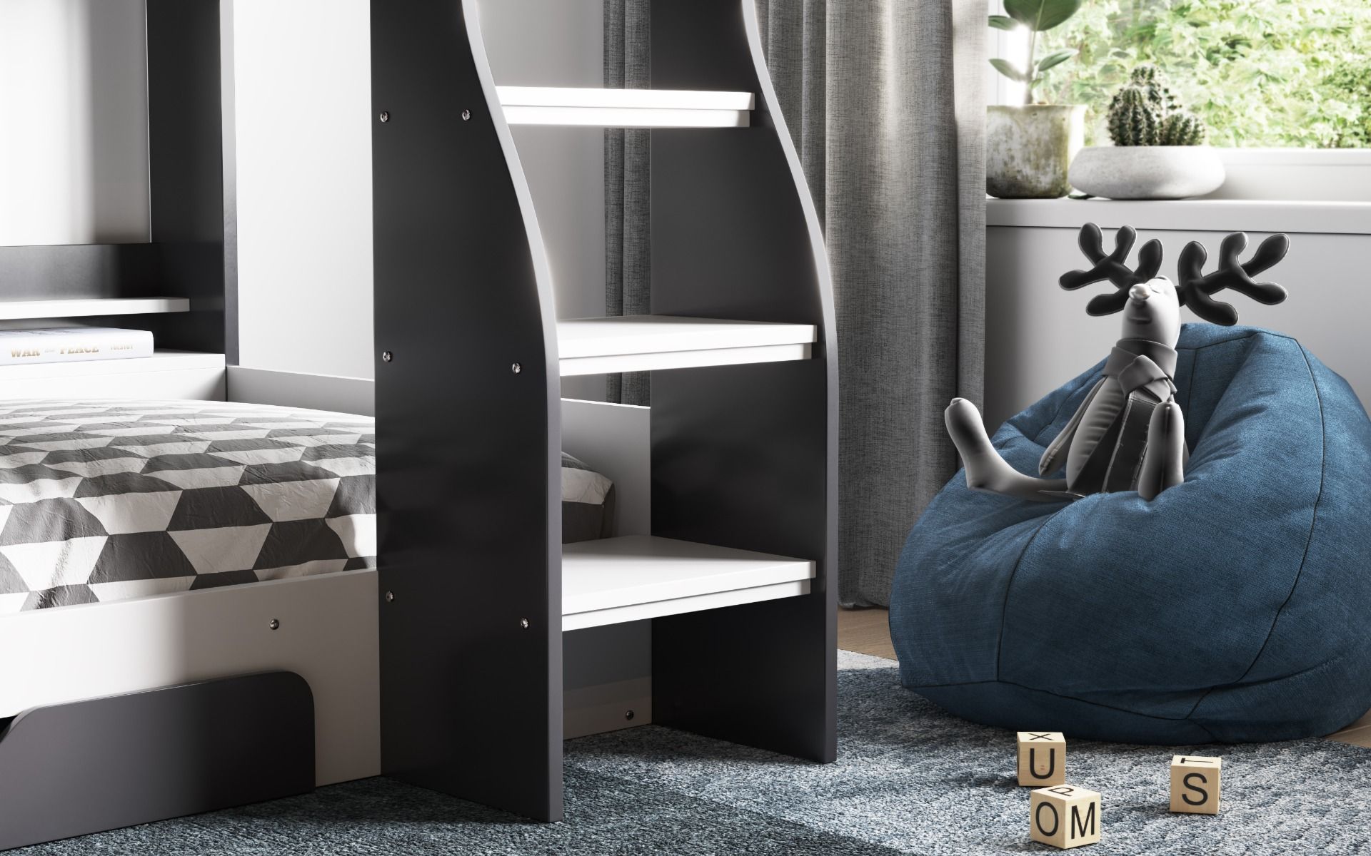 Flick Grey Bunk Bed with Storage