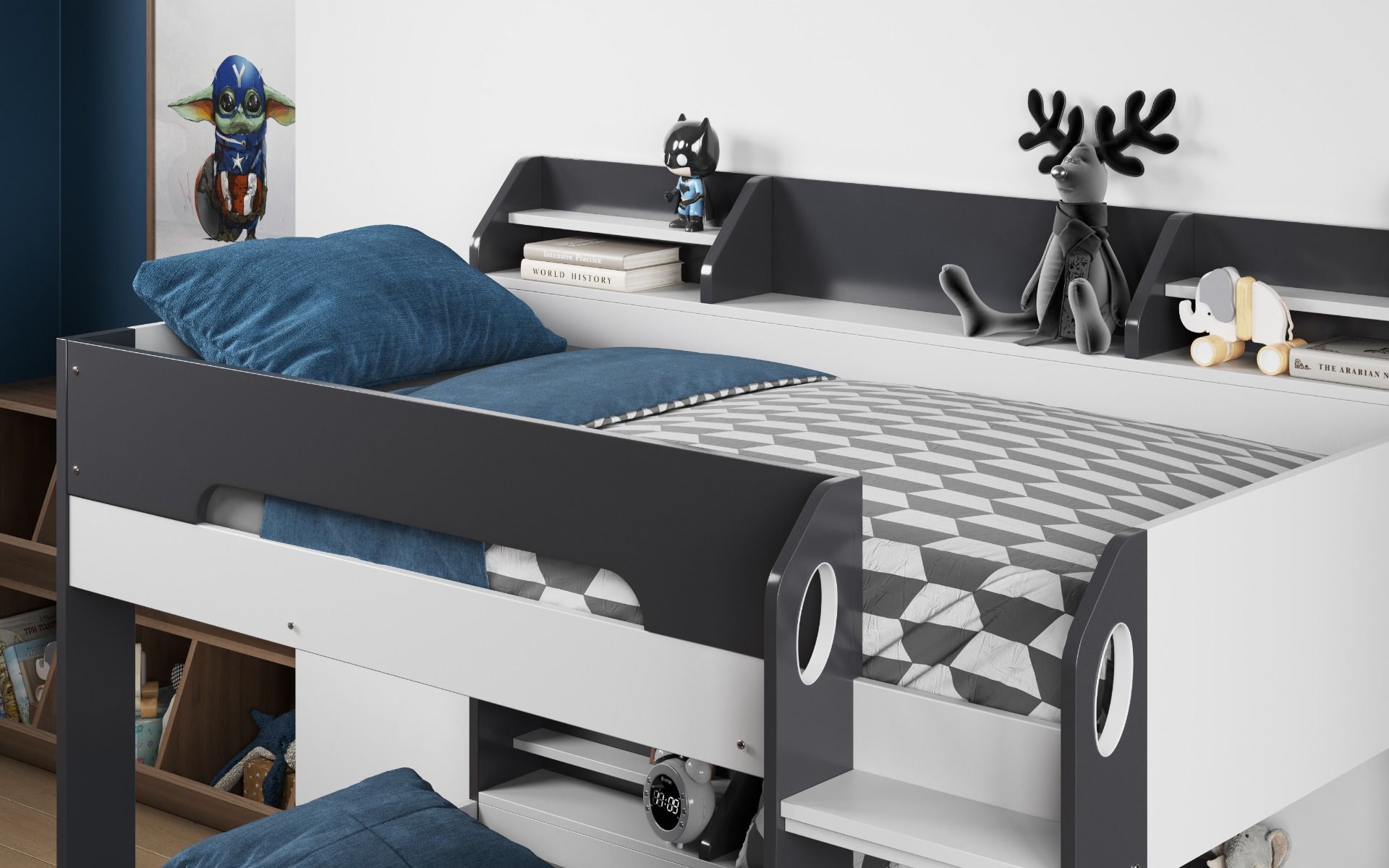 Flick Grey Bunk Bed with Storage