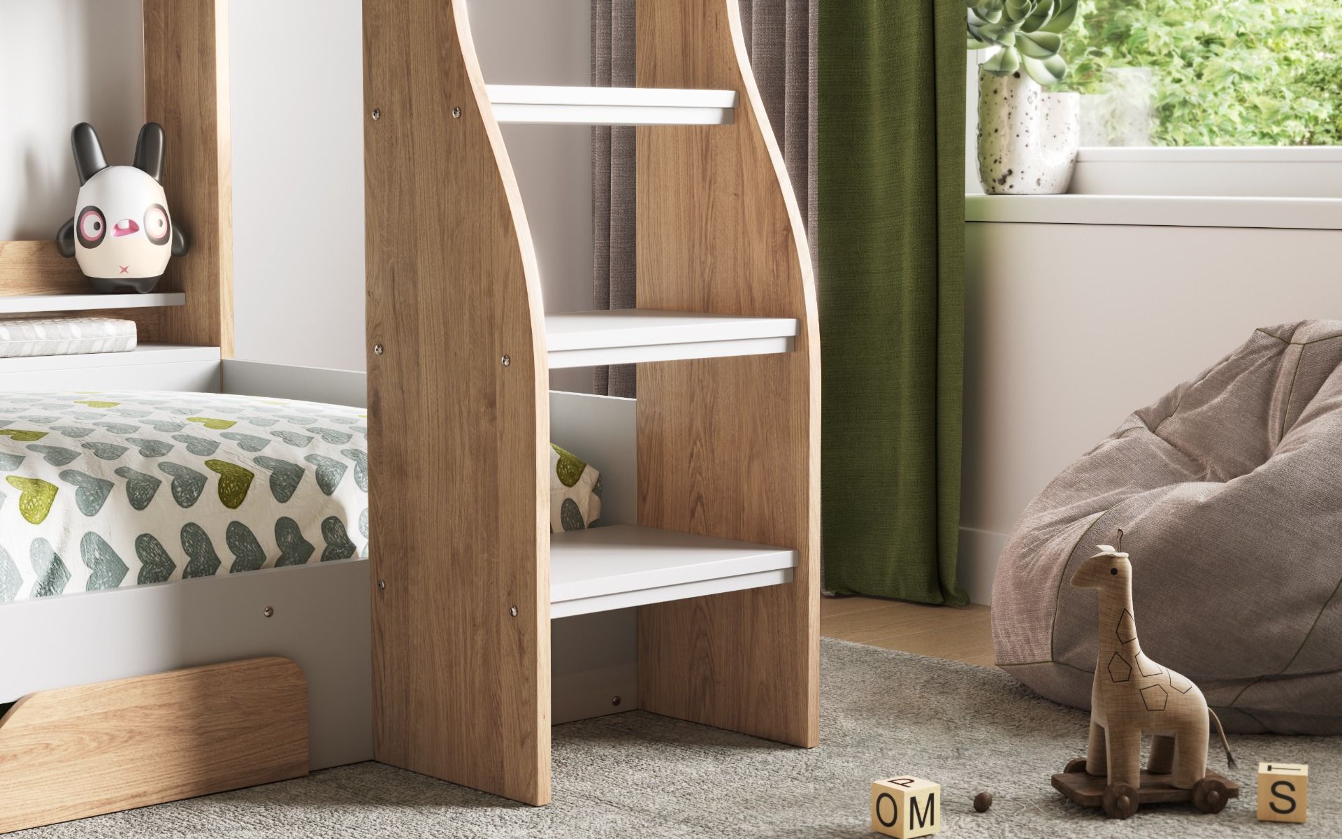 Flick Oak Bunk Bed with Storage