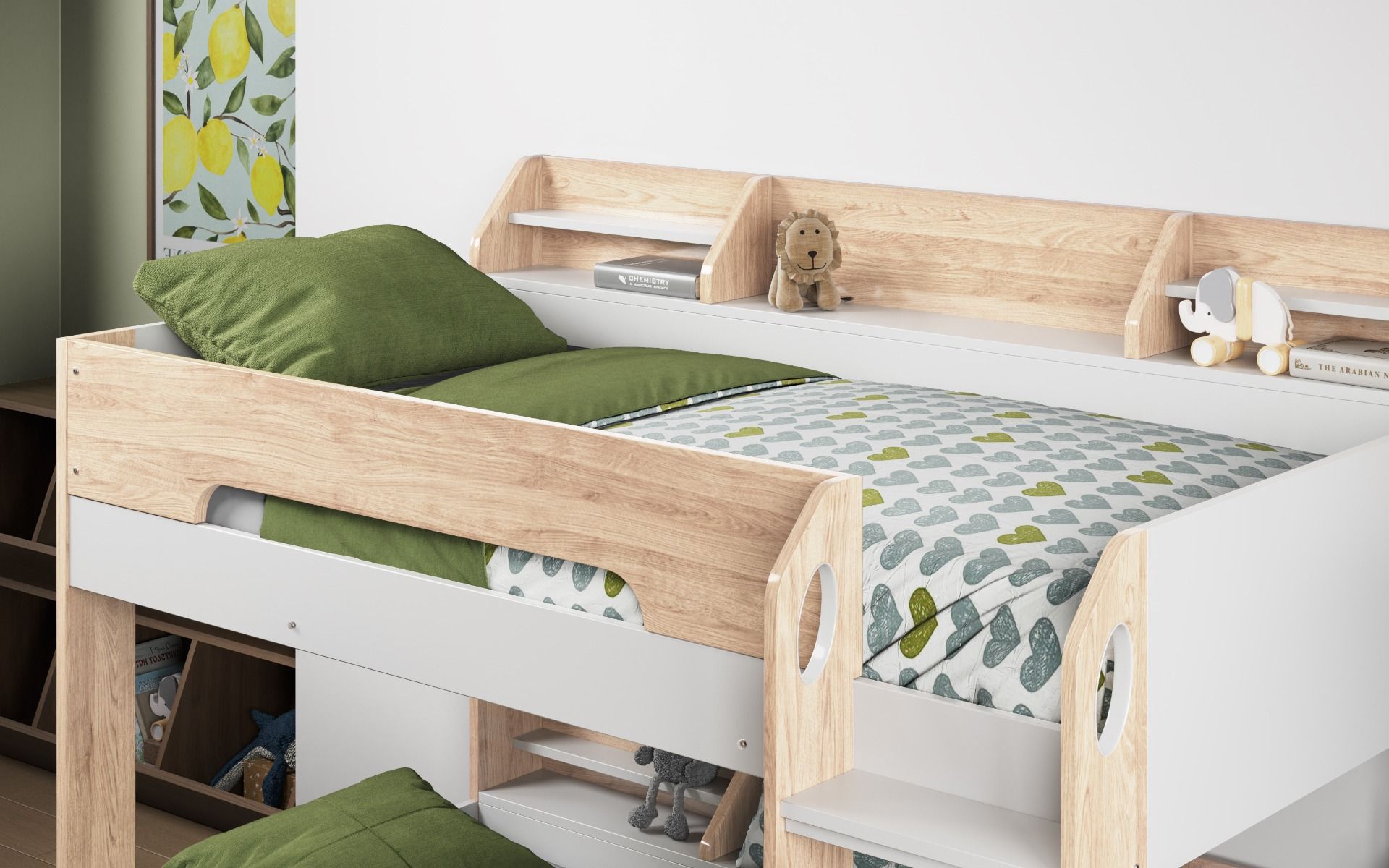 Flick Oak Bunk Bed with Storage