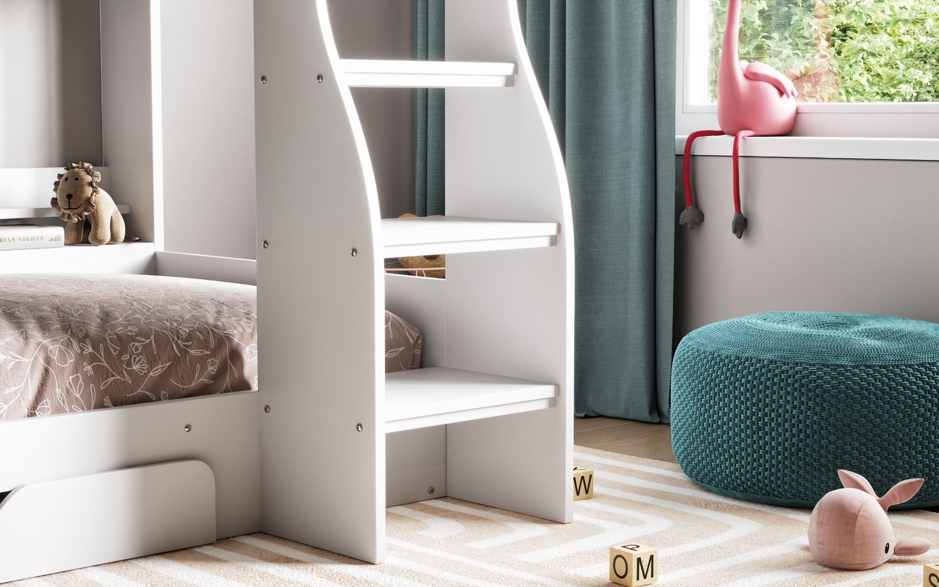 Flick White Bunk Bed with Storage