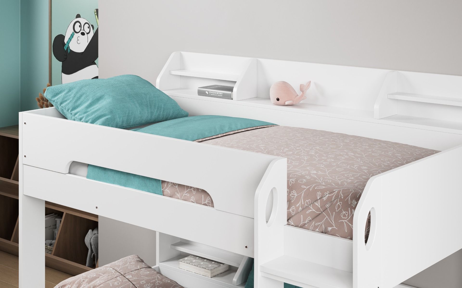 Flick White Bunk Bed with Storage