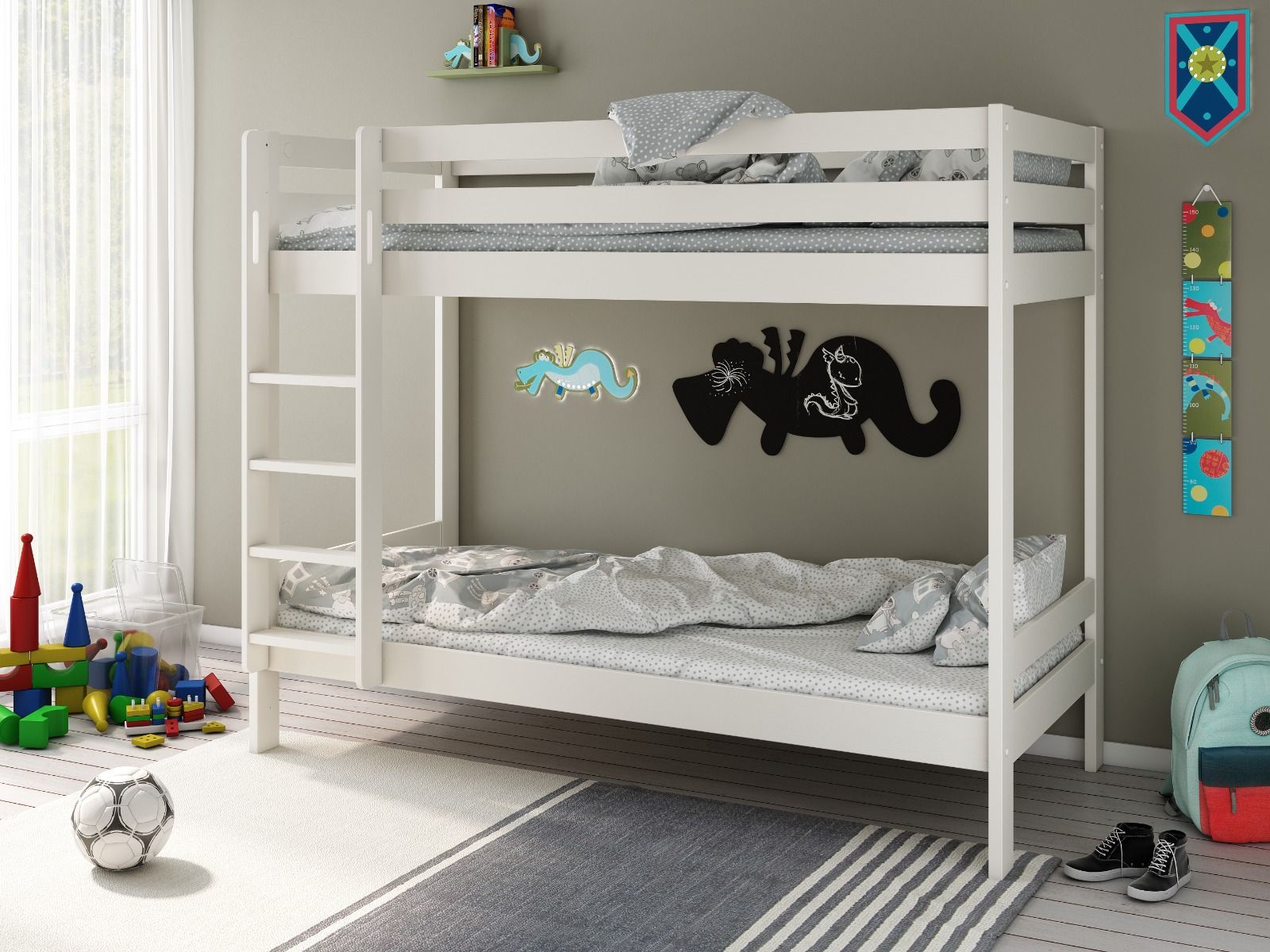 Noomi Nora Solid Wood White Bunk Bed with Storage