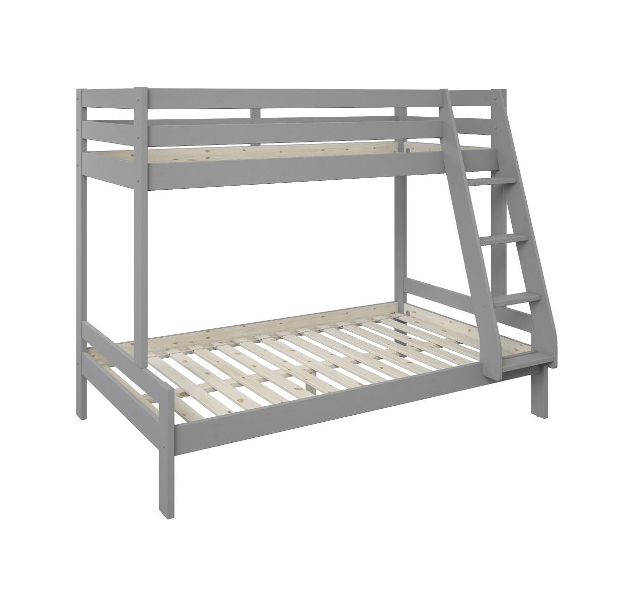 Noomi Nora Solid Wood Grey Triple Bunk Bed with Storage