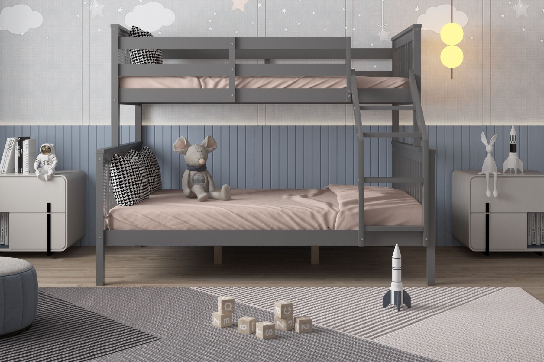 Zoom Wooden Grey Triple Bunk Bed