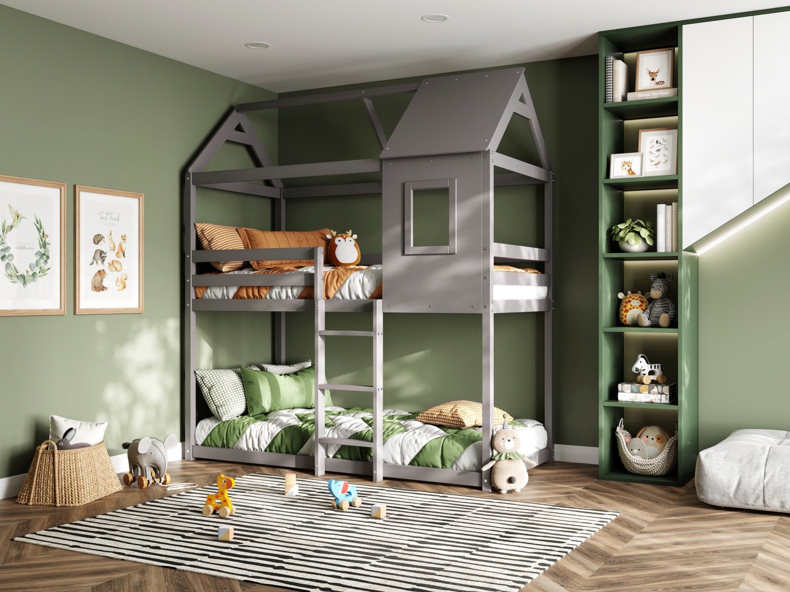 Hideaway Grey Wooden Bunk Bed