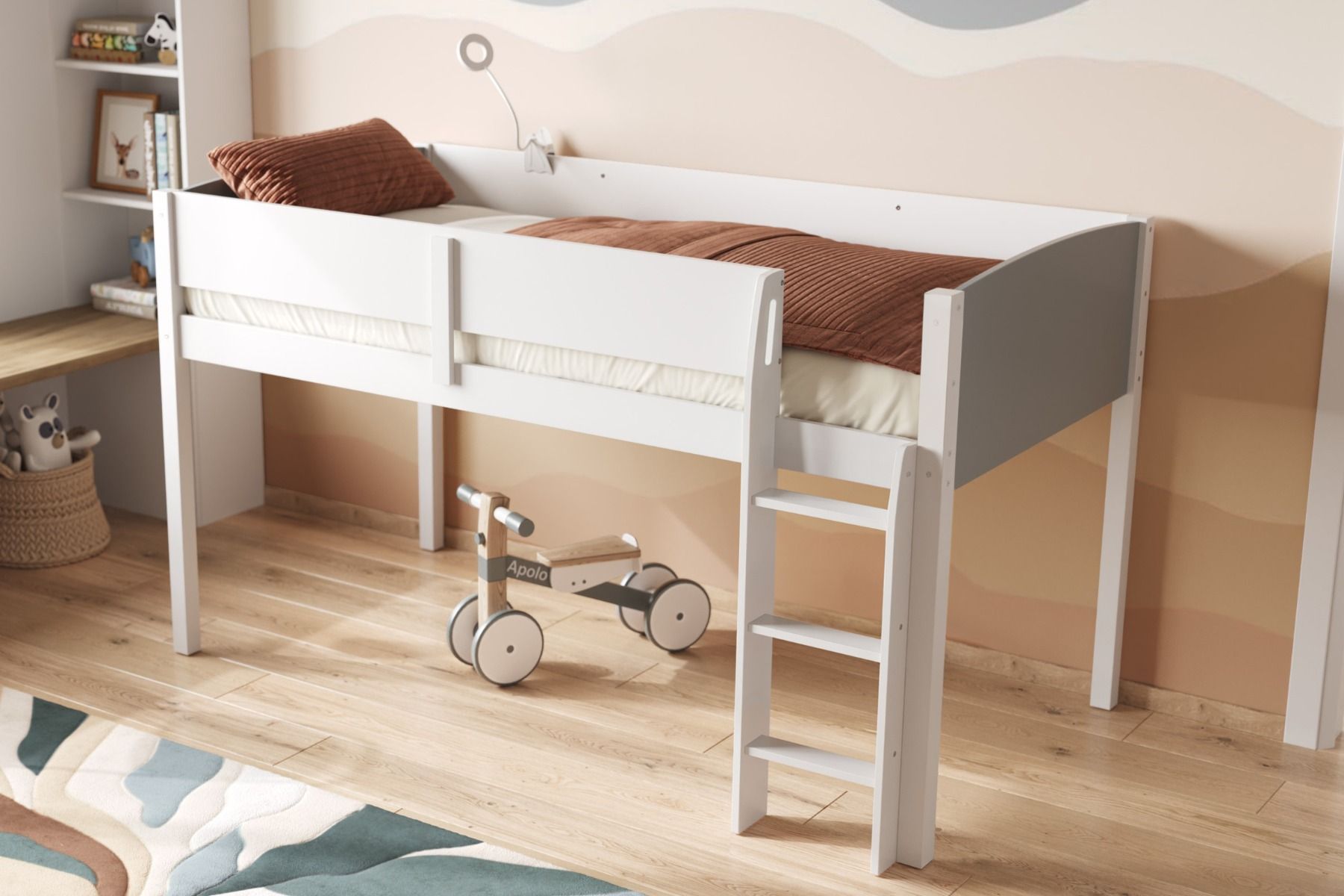 Loop Wooden Midsleeper Grey Cabin Bed