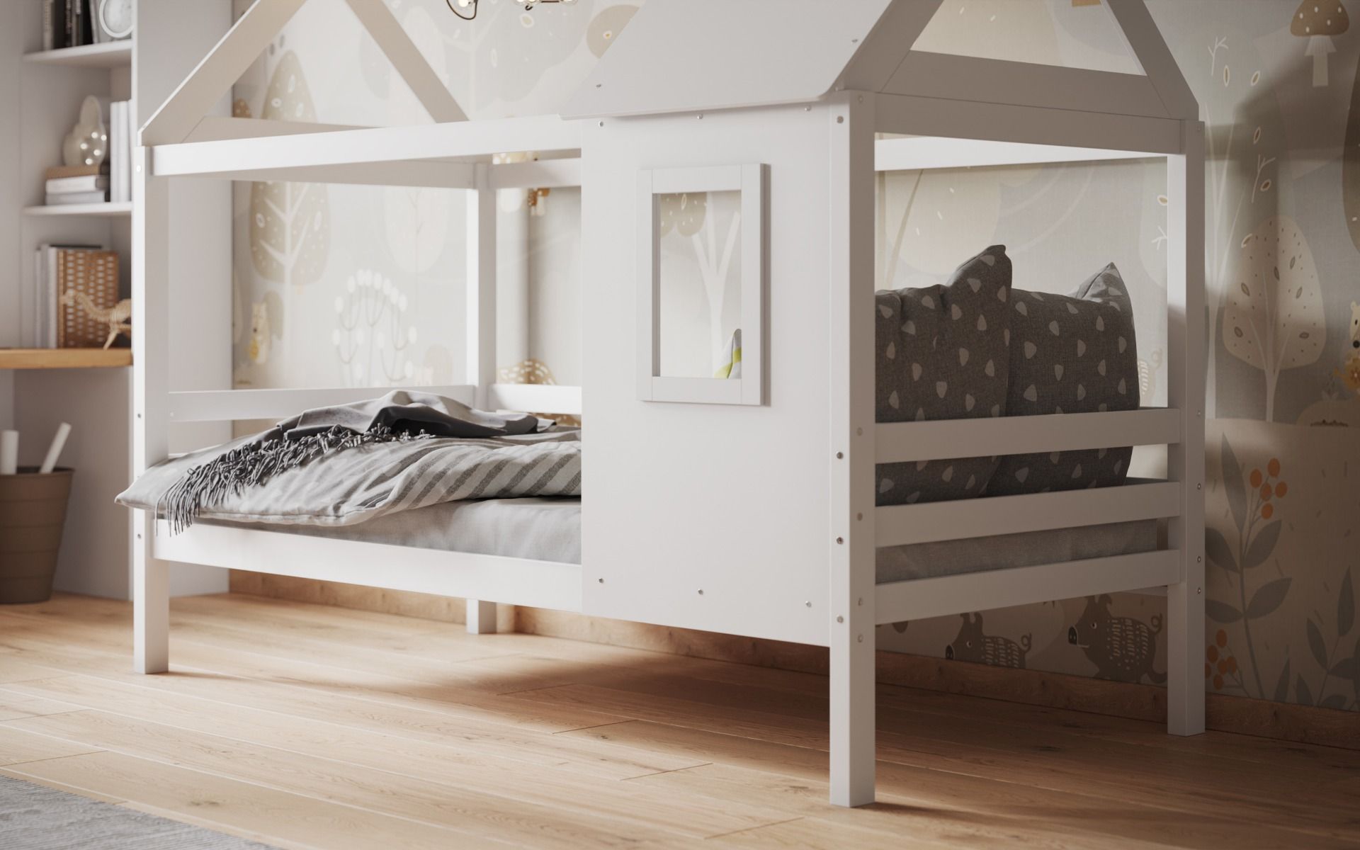 Wooden Nature White Treehouse Bed