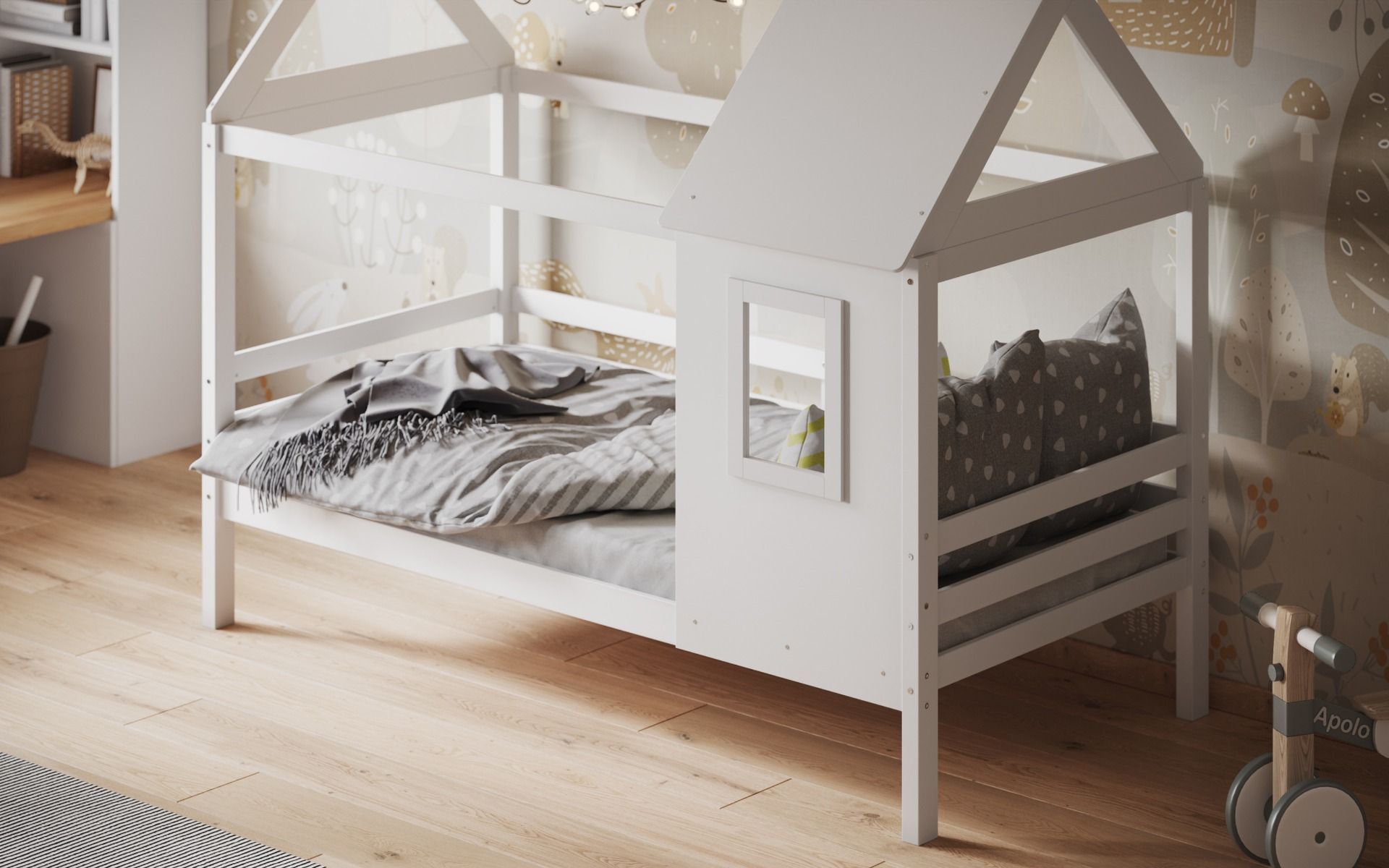 Wooden Nature White Treehouse Bed