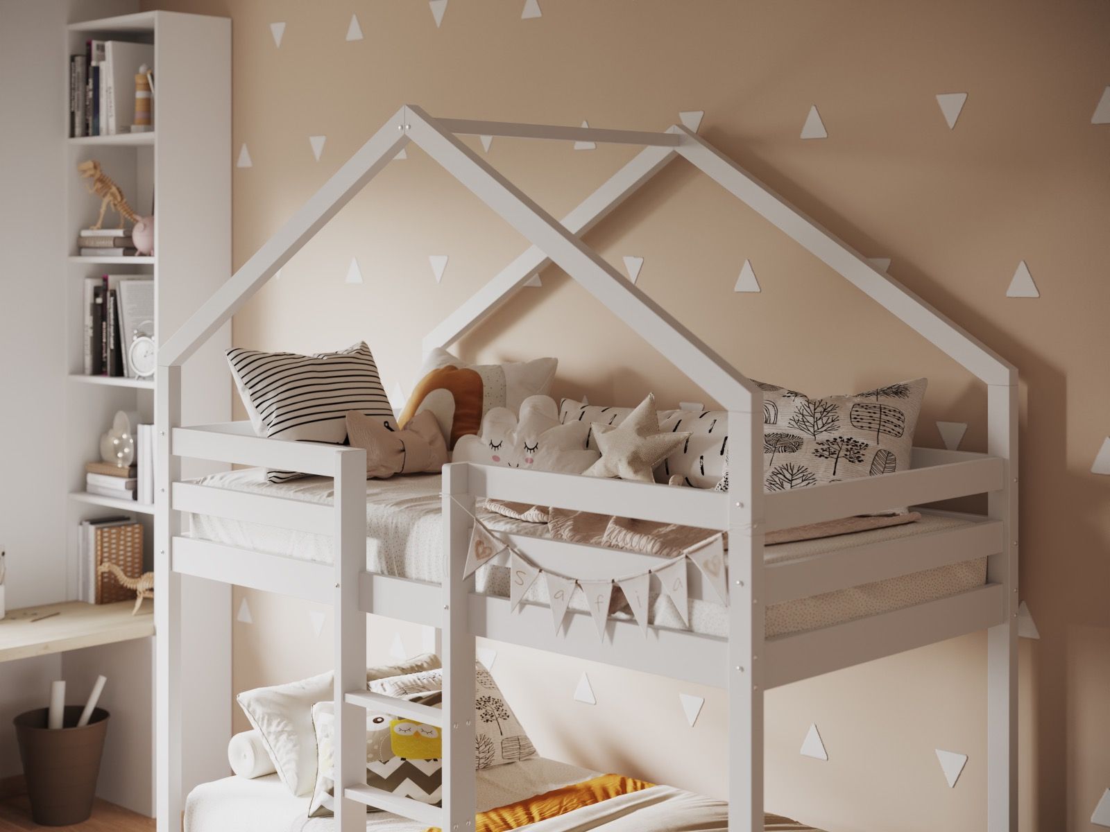 Nest House White Bunk Bed with Optional Storage