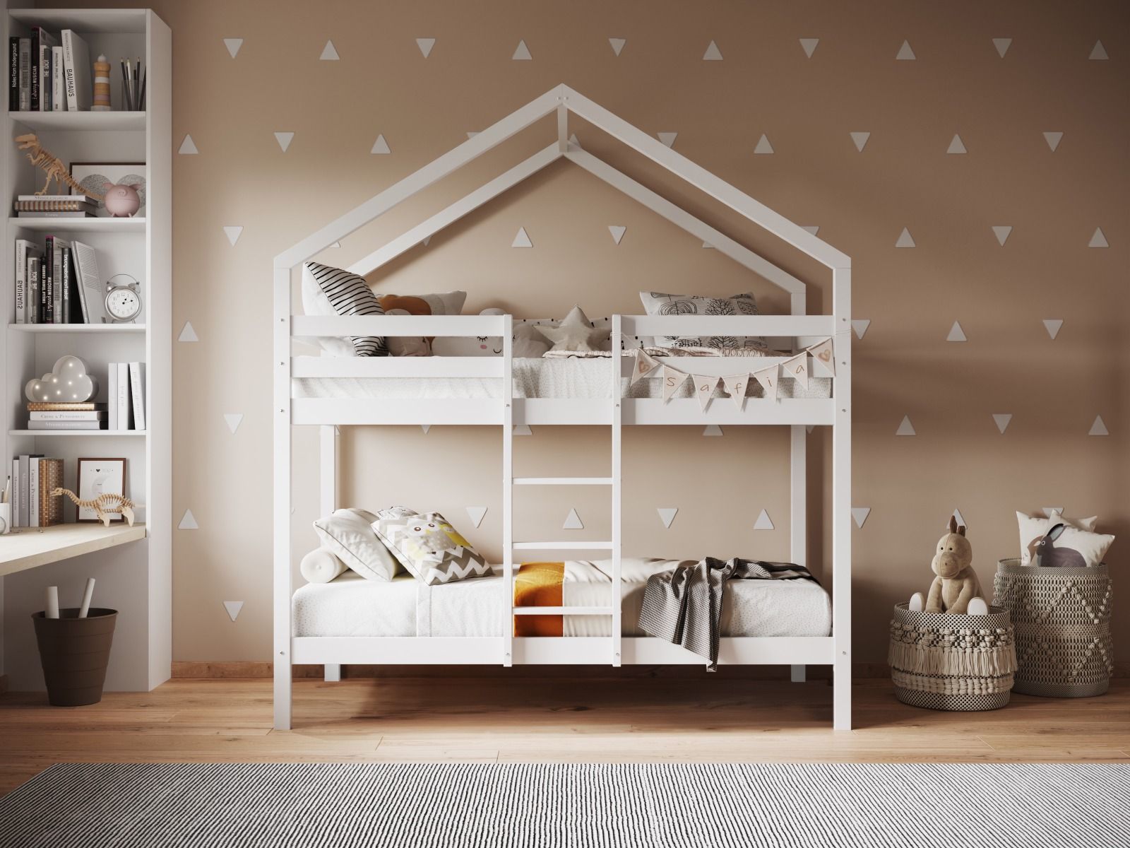 Nest House White Bunk Bed with Optional Storage