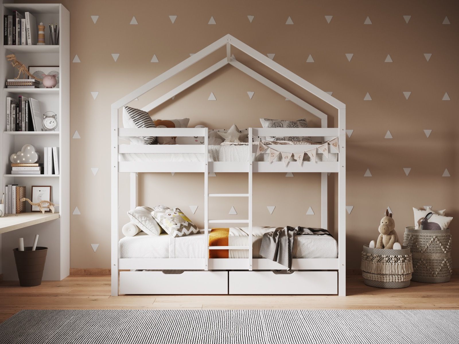 Nest House White Bunk Bed with Optional Storage