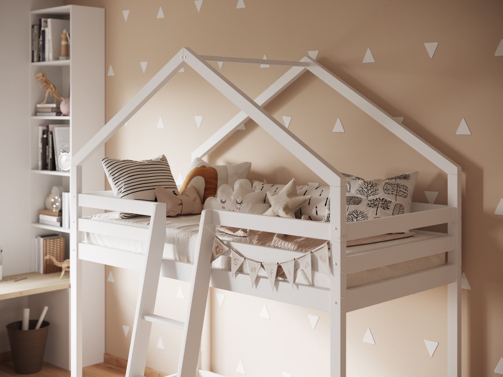 Nook House White Wooden Midsleeper Bed