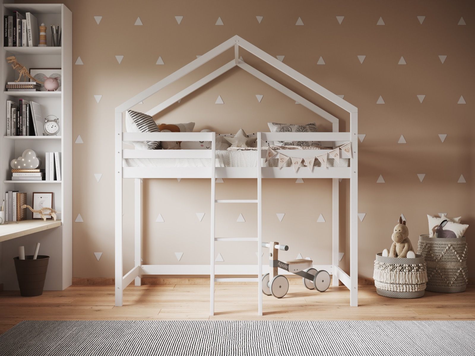 Nook House White Wooden Midsleeper Bed