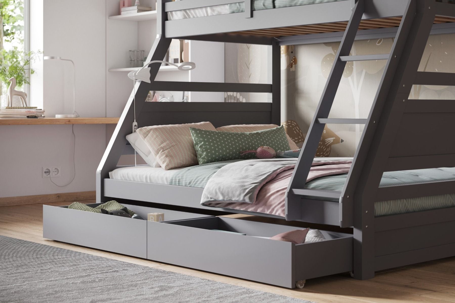 Ollie Grey Triple Bunk Bed