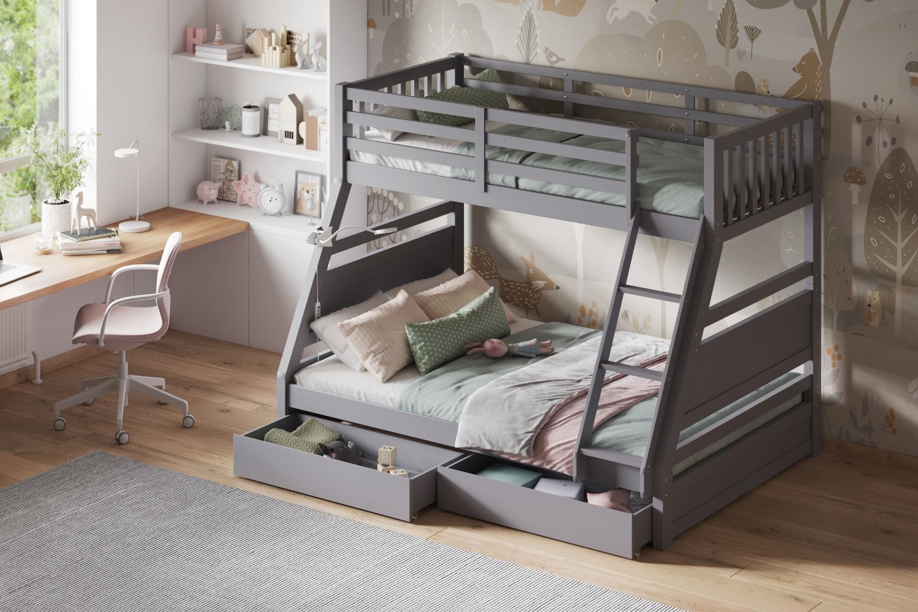 Ollie Grey Triple Bunk Bed