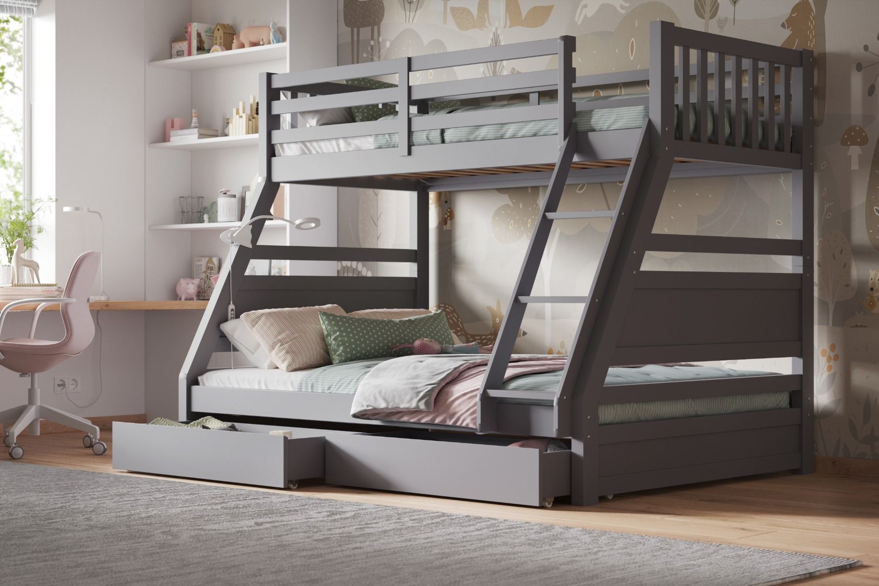 Ollie Grey Triple Bunk Bed