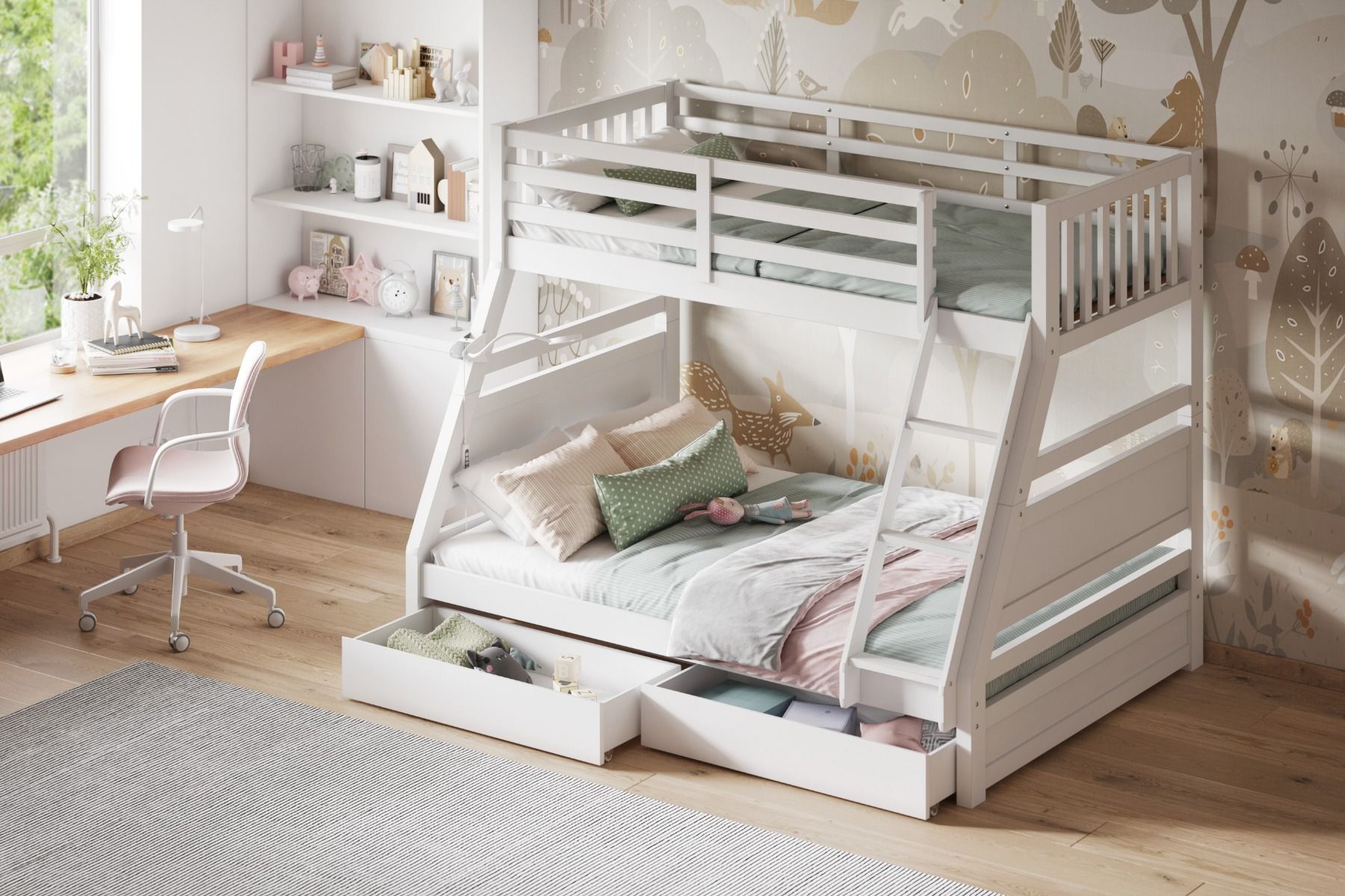 Ollie White Triple Bunk Bed