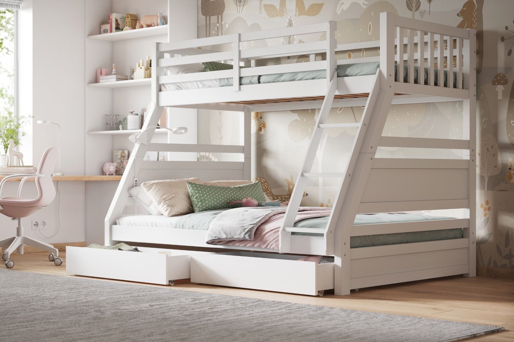 Ollie White Triple Bunk Bed