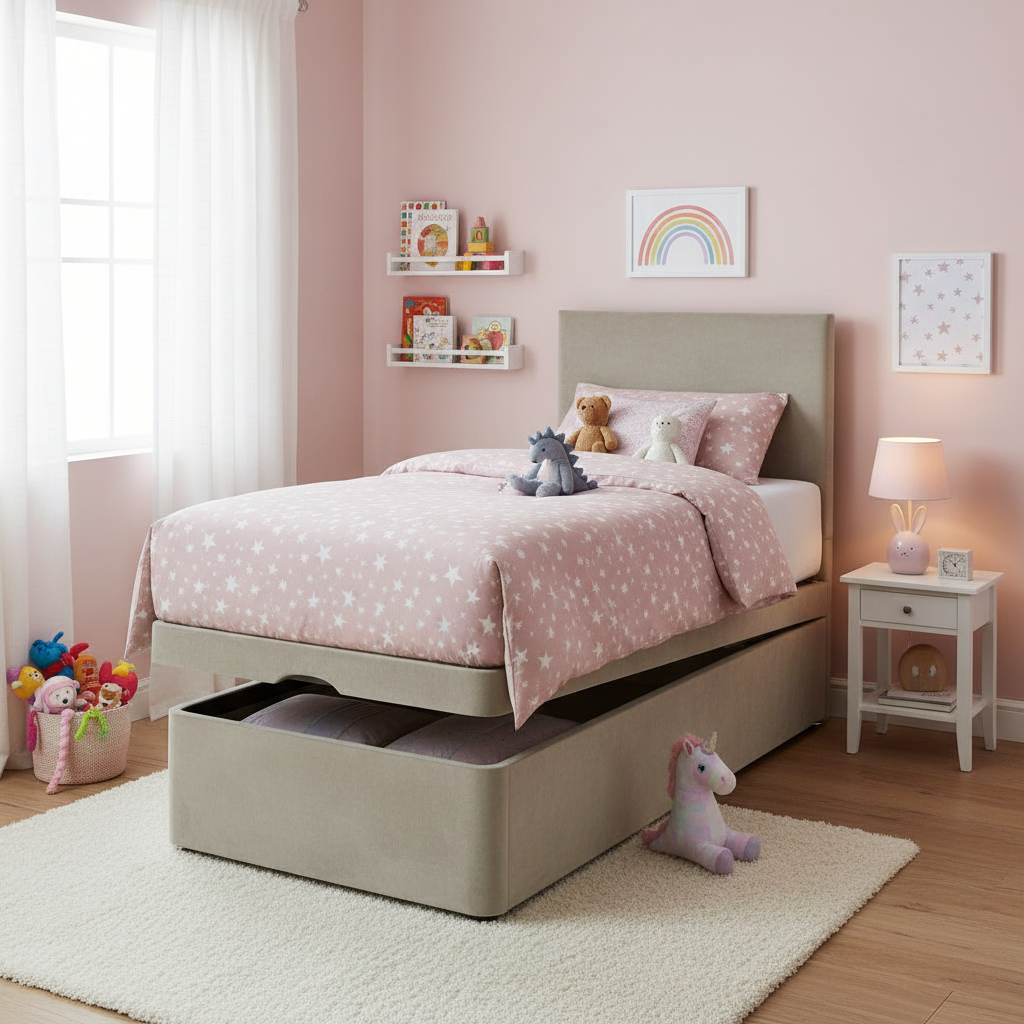 Plain Headboard Ottoman Bed - Kids Bedroom Lifestyle