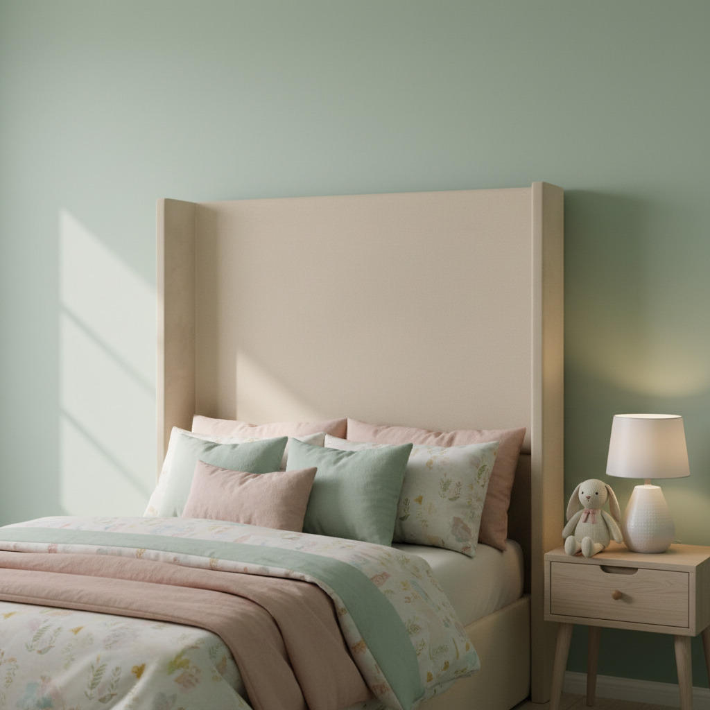 Plain Straight Wing Headboard — Kids Lifestyle Scene 1:1