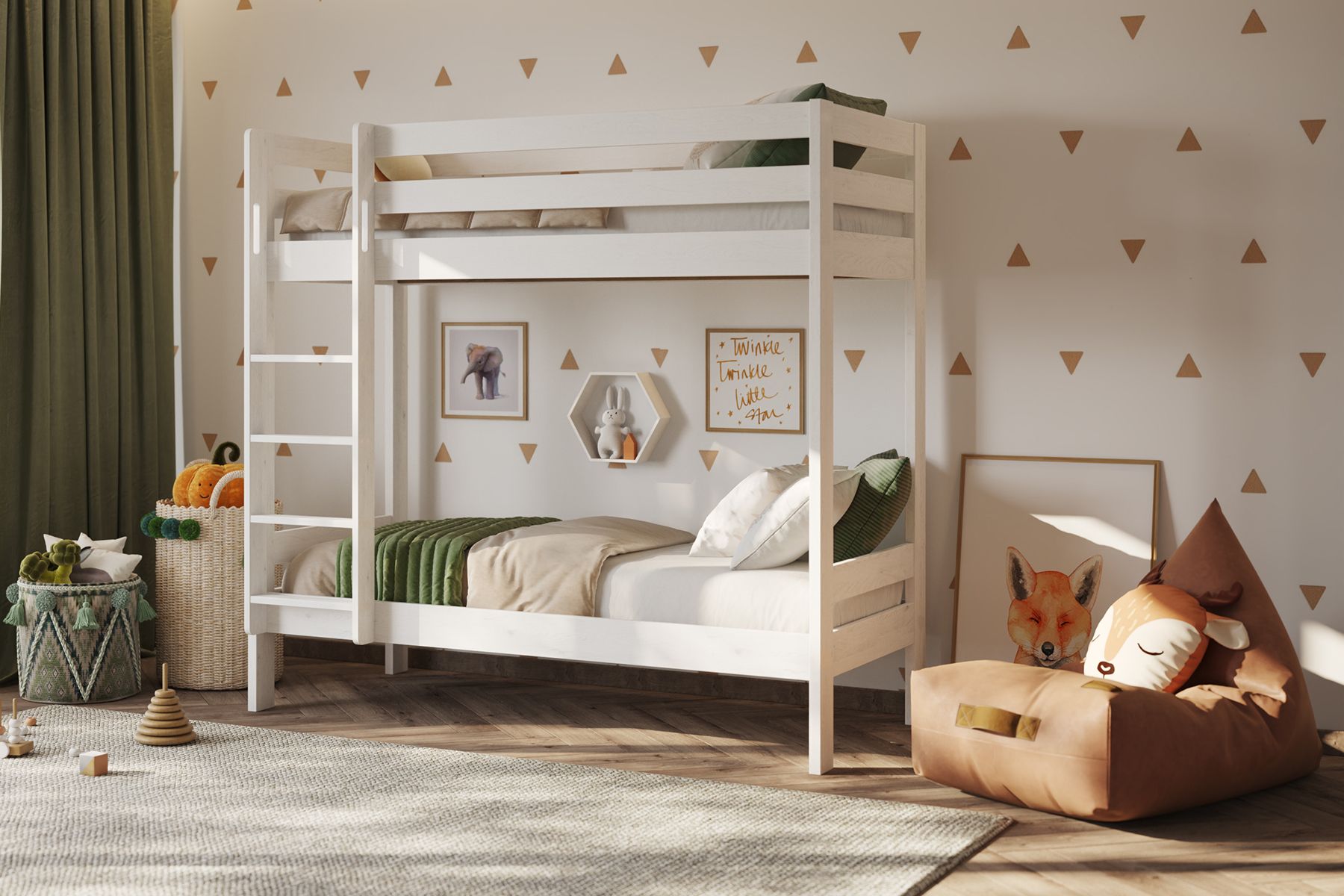 Noomi Nora Solid Wood White Shorty Bunk Bed