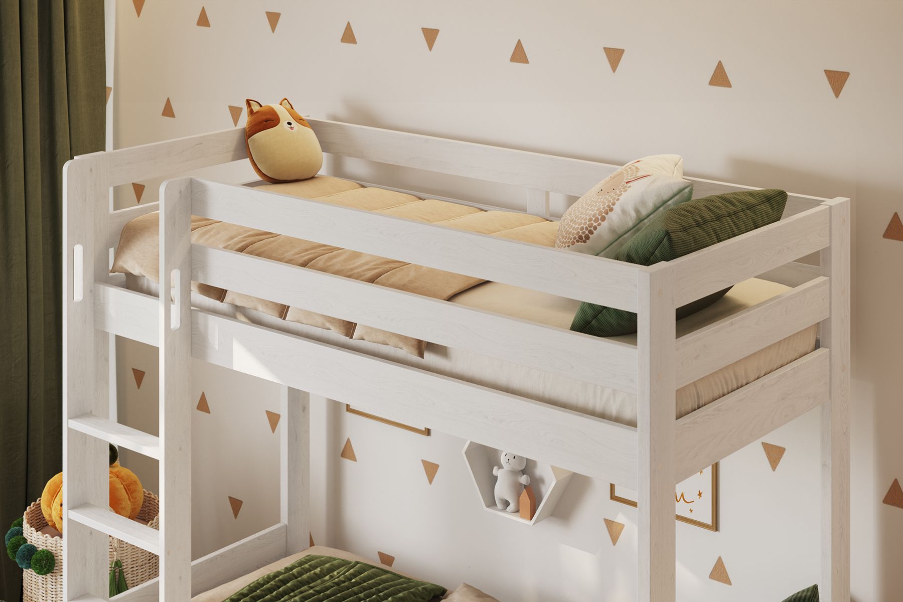 Noomi Nora Solid Wood White Shorty Bunk Bed