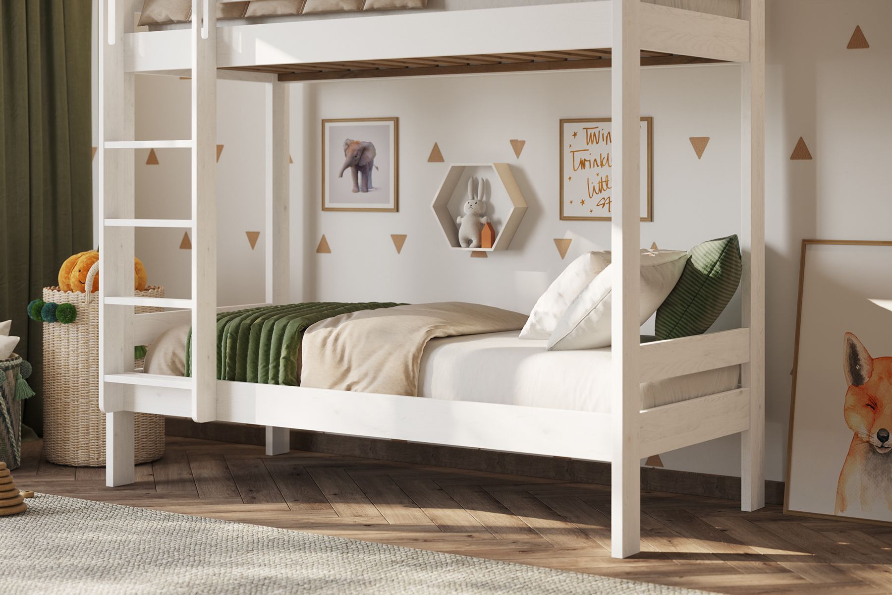 Noomi Nora Solid Wood White Shorty Bunk Bed