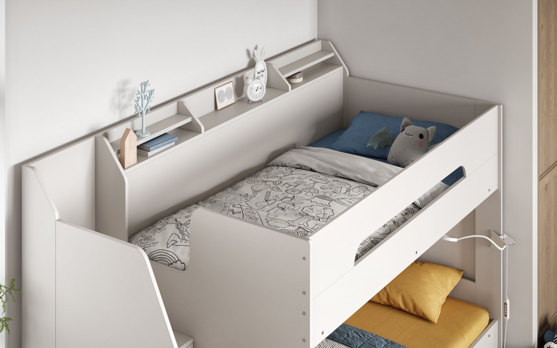 Slick Staircase White Bunk Bed