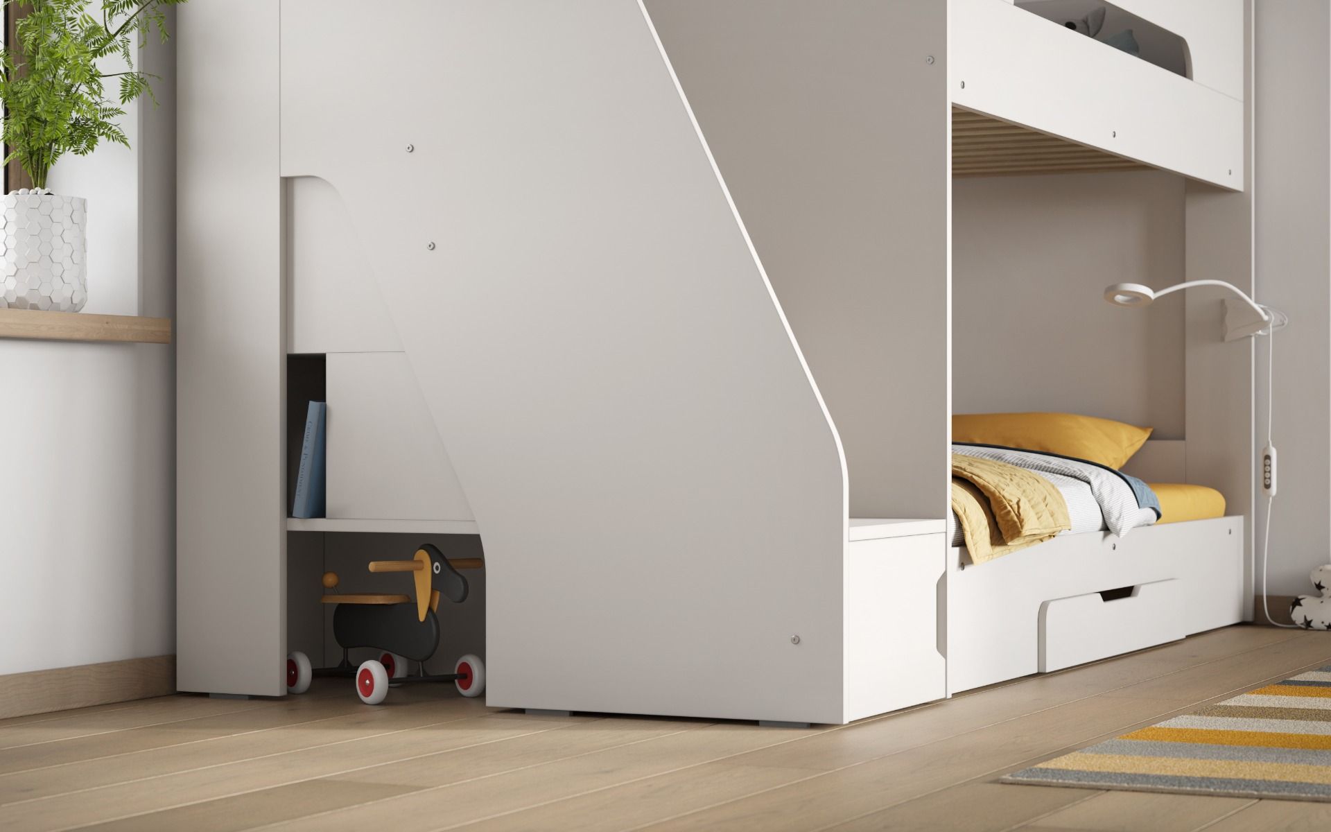 Slick Staircase White Bunk Bed