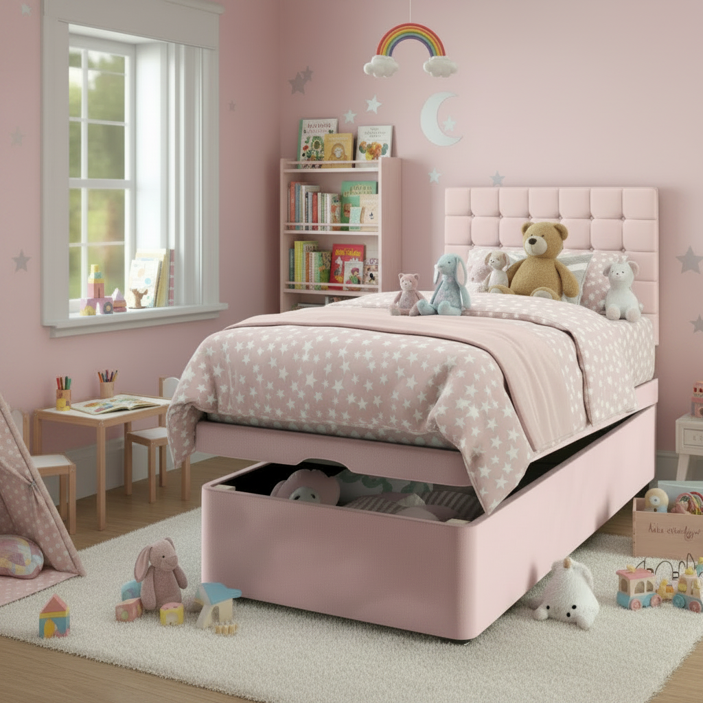 Small Cubic Ottoman Bed - Kids Room No Fairy Lights