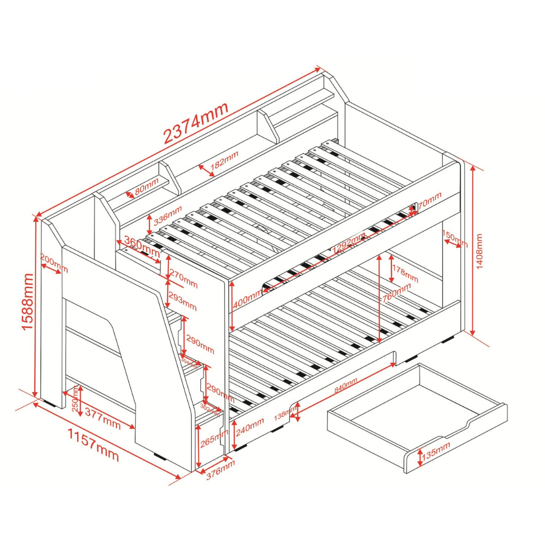 Slick Staircase White Bunk Bed