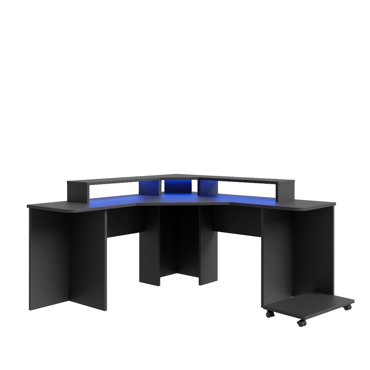 Recoil Quartz LED Black Corner Computer Gaming Desk