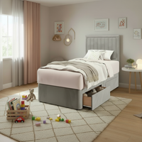 Vertical Panels Border - Grey Plush Velvet