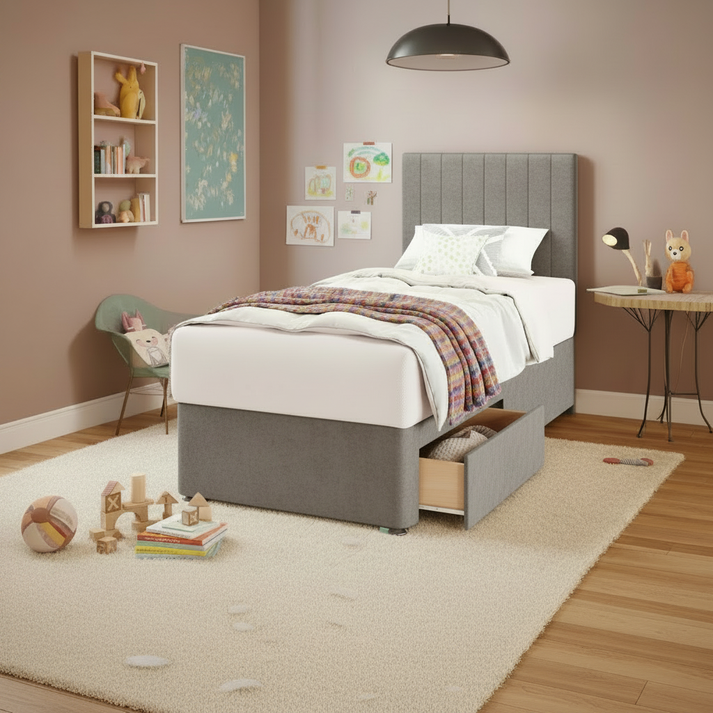 Vertical Panels Headboard - Single Flat Grey