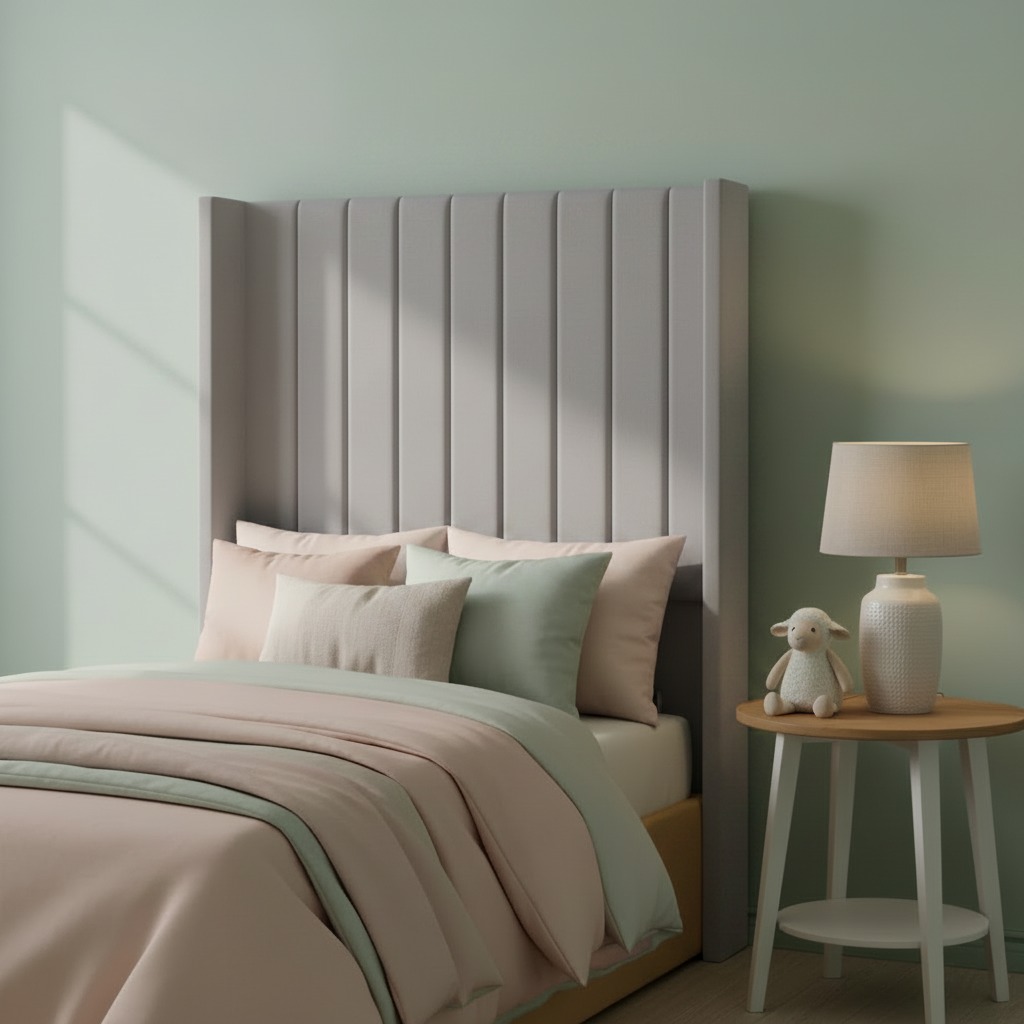 Vertical Panels Wing Headboard — Grey